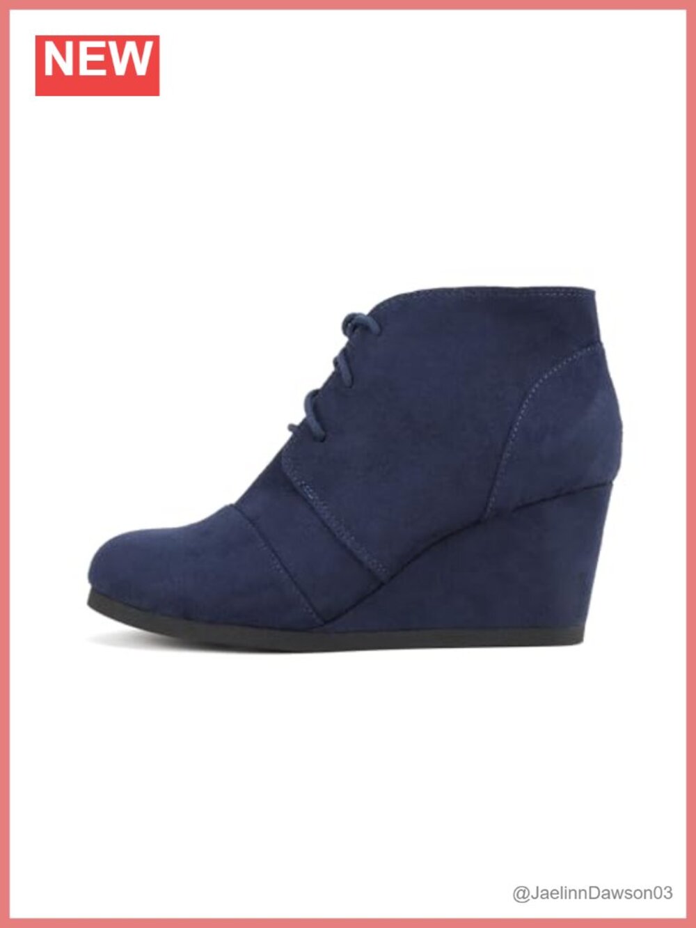 Women's Lace Up Low Wedge Ankle Bootie Faux Suede Round Toe Boot